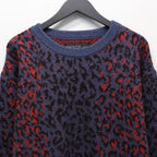 LEOPARD MOHAIR CREW NECK SWEATER #NAVY [25FW-WMK-KN07]