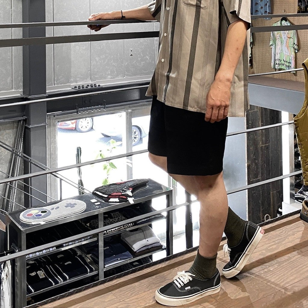 DOUBLE PLEATED CHINO SHORT TROUSERS #BLACK [24SS-WMP-PT12]