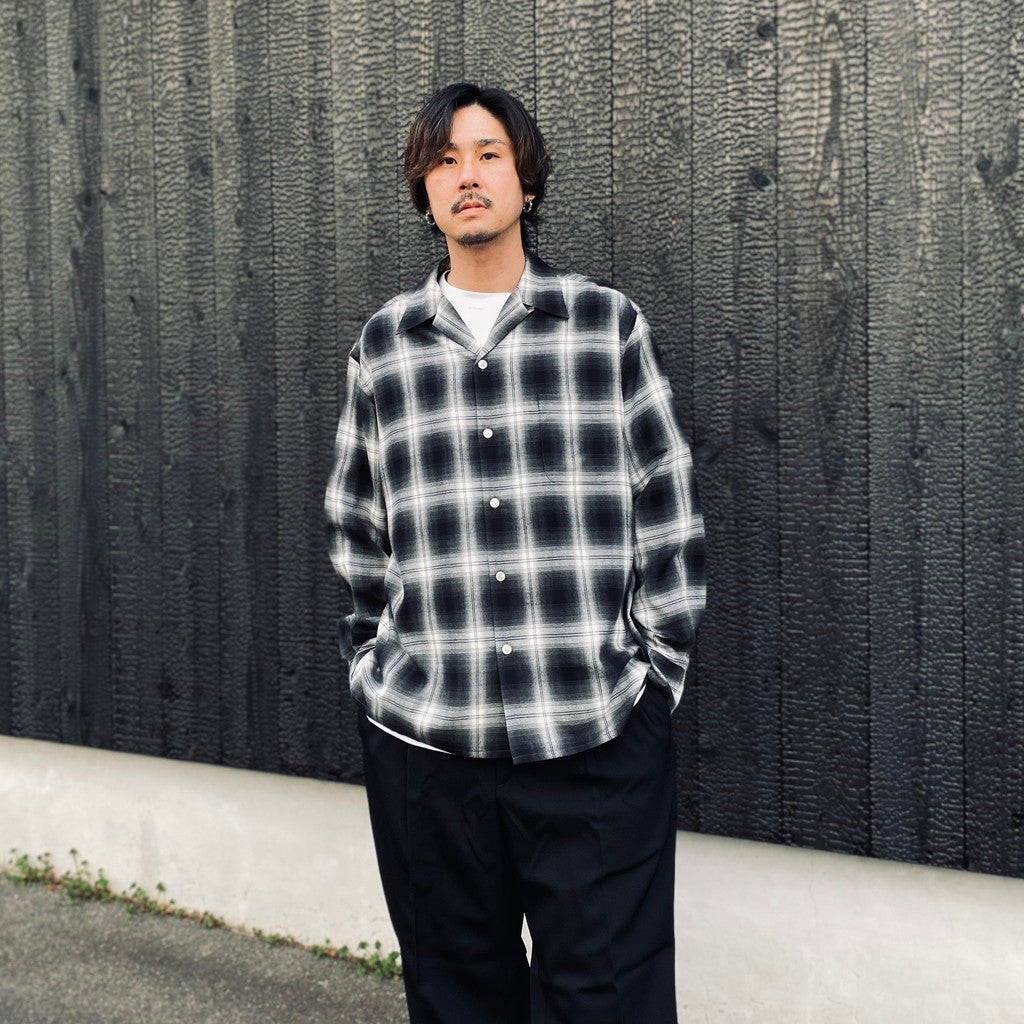 OMBRE CHECK OPEN COLLAR SHIRT L/S ( TYPE-1 ) #GRAY [26SS-WMS-OC11]