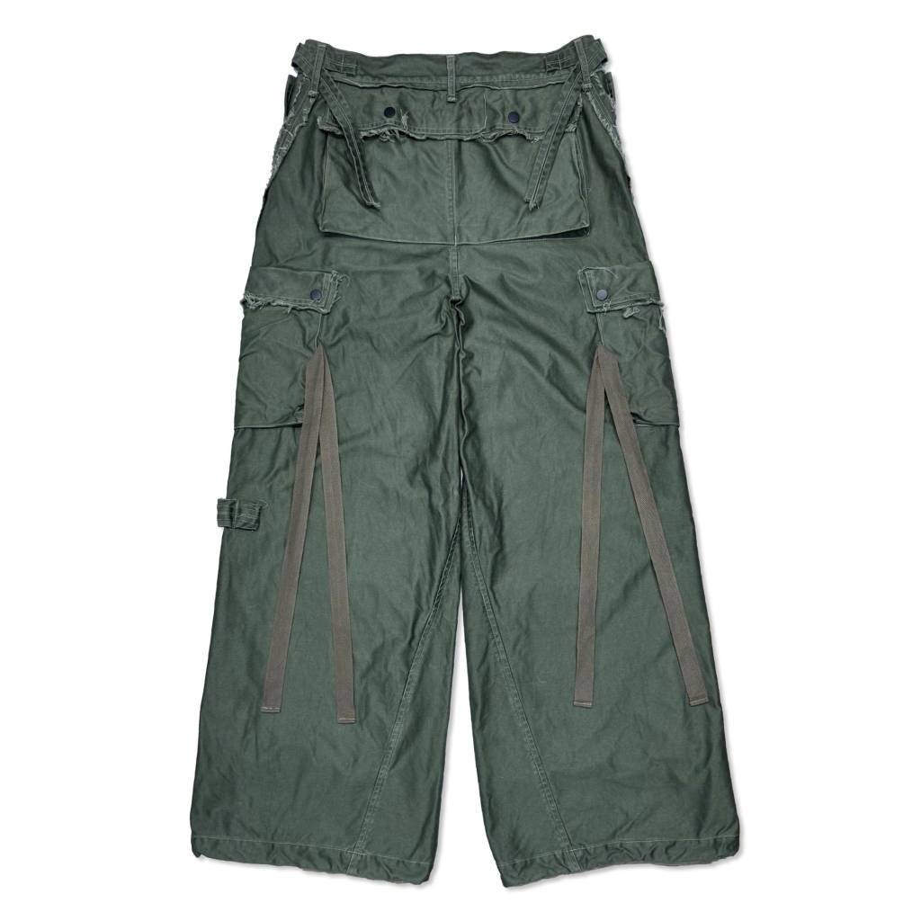 Slash Seam Twist Cargo Pants (PIGMENT DYED MOLESKIN) #OLIVE [M-P2-PT13]