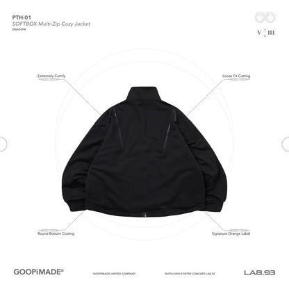 「PTH-01」 SOFTBOX Multi-Zip Cozy Jacket #SHADOW [GOOPI-24AW-NOV-02]