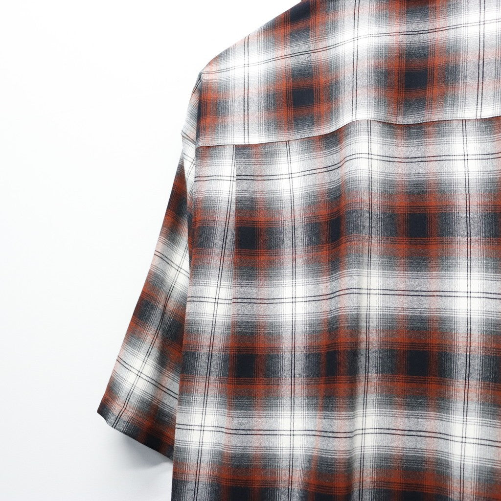 OMBRE CHECK OPEN COLLAR SHIRT S/S ( TYPE-2 ) #BROWN [26SS-WMS-OC10]
