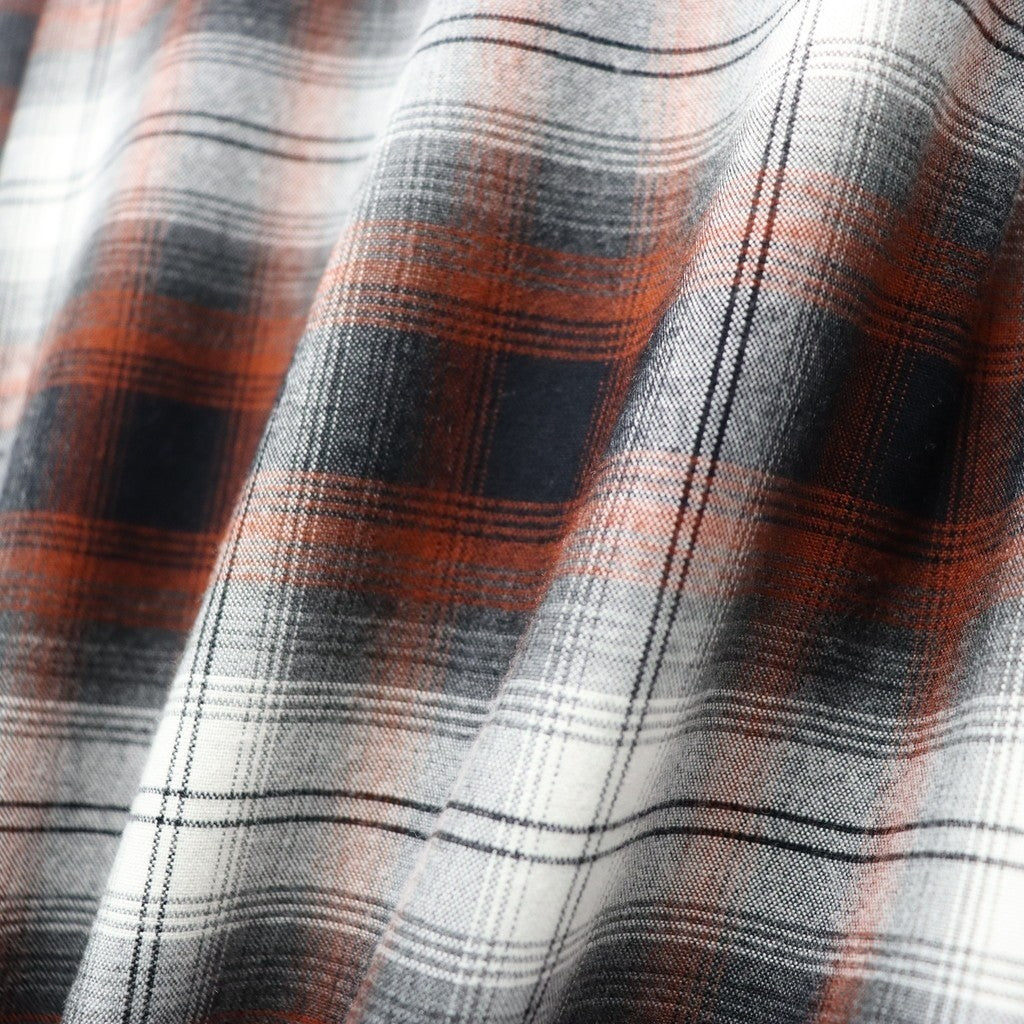 OMBRE CHECK OPEN COLLAR SHIRT S/S ( TYPE-2 ) #BROWN [26SS-WMS-OC10]