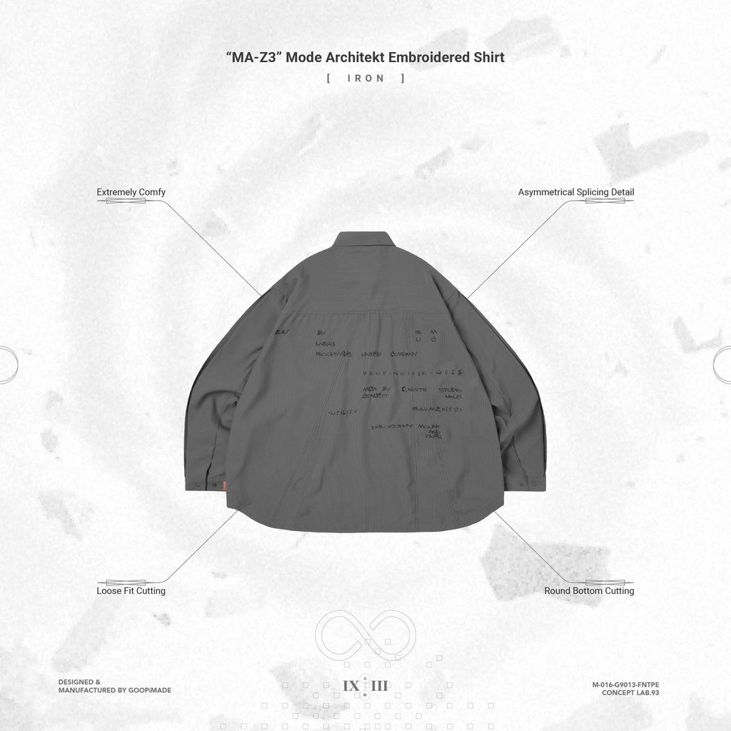 “MA-Z3” Mode Architekt 刺繡襯衫 #IRON [GOOPI-24AW-OCT-01]