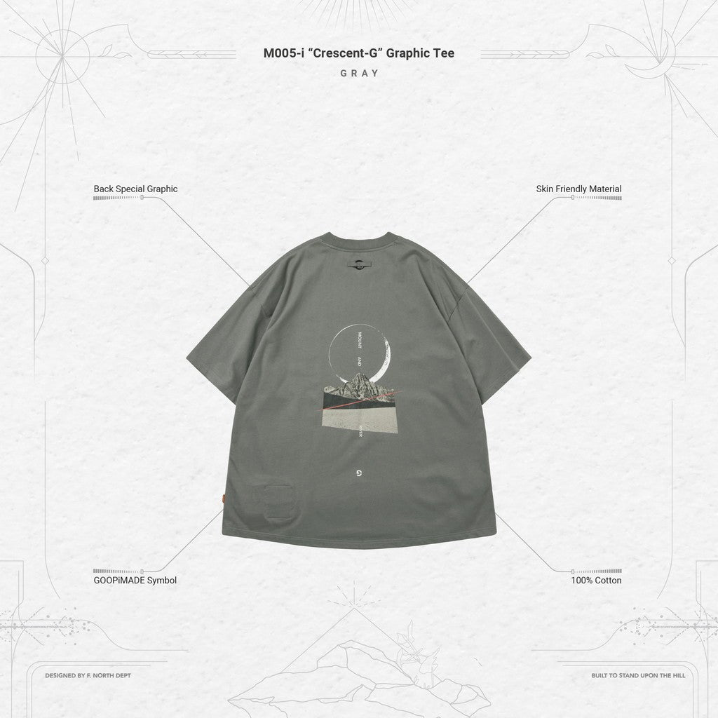 M005-i“Crescent-G”图案 T 恤 #GRAY [GOOPI-24SS-APR-04]