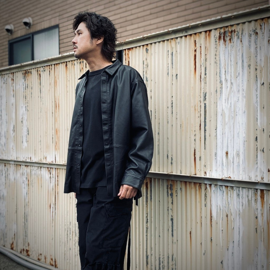 LEATHER SHIRT #GOAT SKIN SUEDE LEATHER [sn25f002]