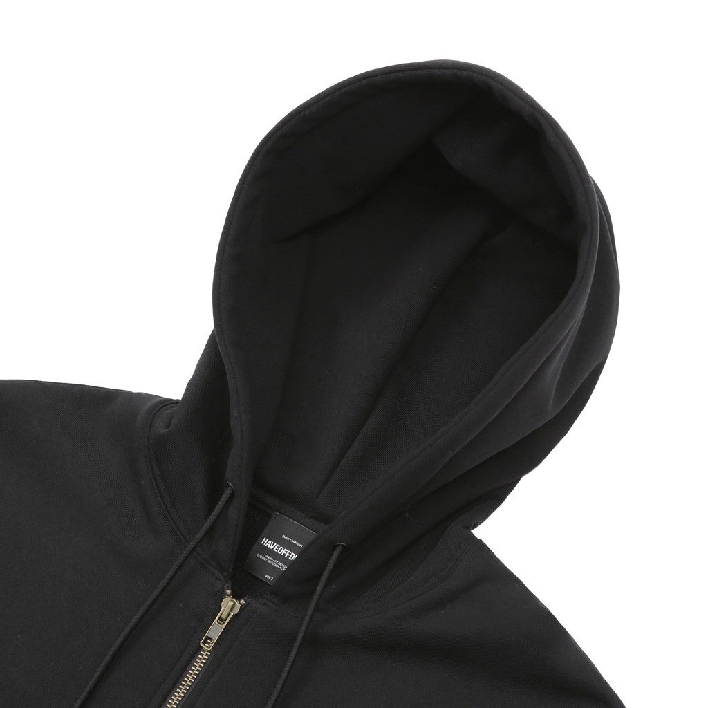 BIO WASHED EASY HOODIE ZIP UP #BLACK [HOD25AWSWEHZU]
