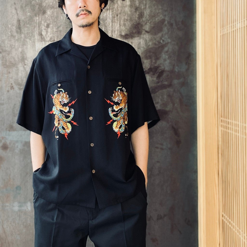 TIM LEHI | HAWAIIAN SHIRT S/S ( TYPE-1 ) #BLACK [26SSE-WMS-HI01