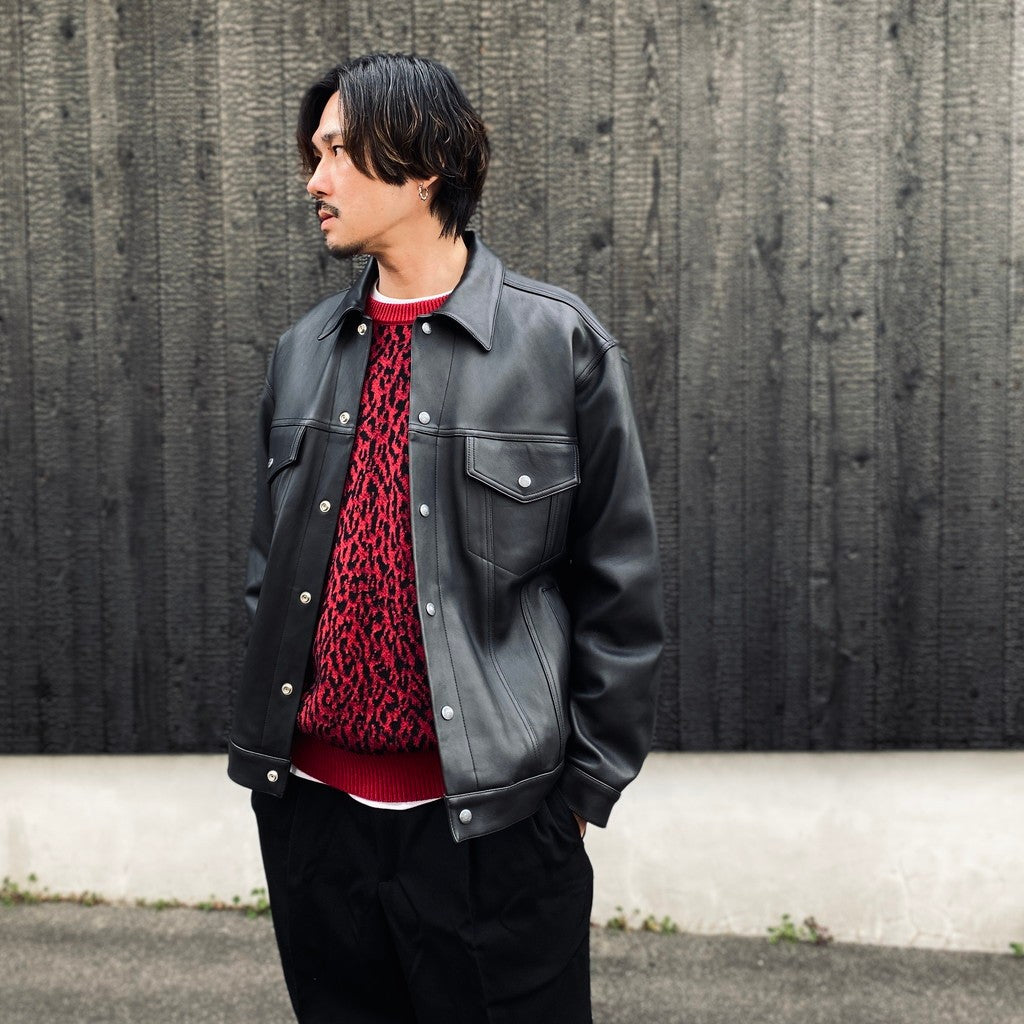 LEOPARD JACQUARD SWEATER ( TYPE-1 ) #RED [26SS-WMK-KN13]