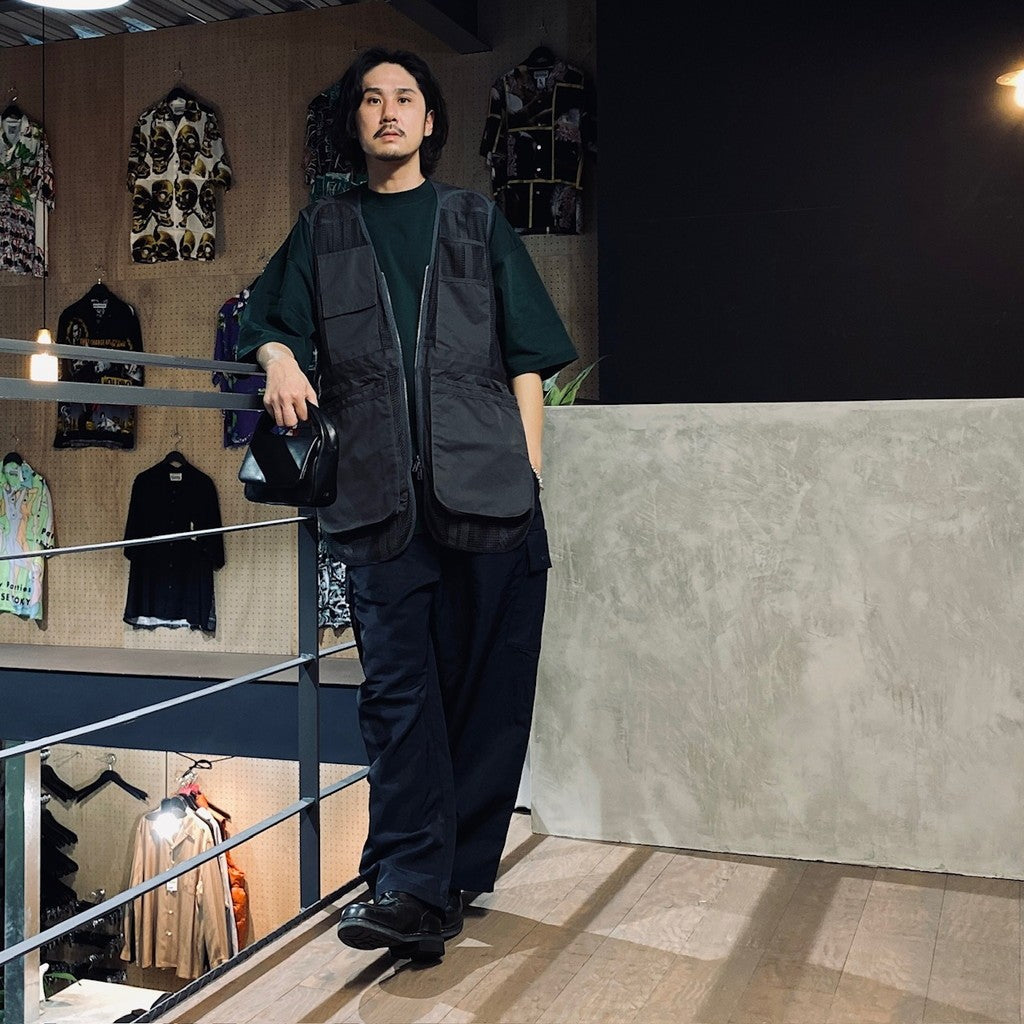 RE-NYLON WIDE CARGO TROUSERS #NAVY [FSU03241U0004]