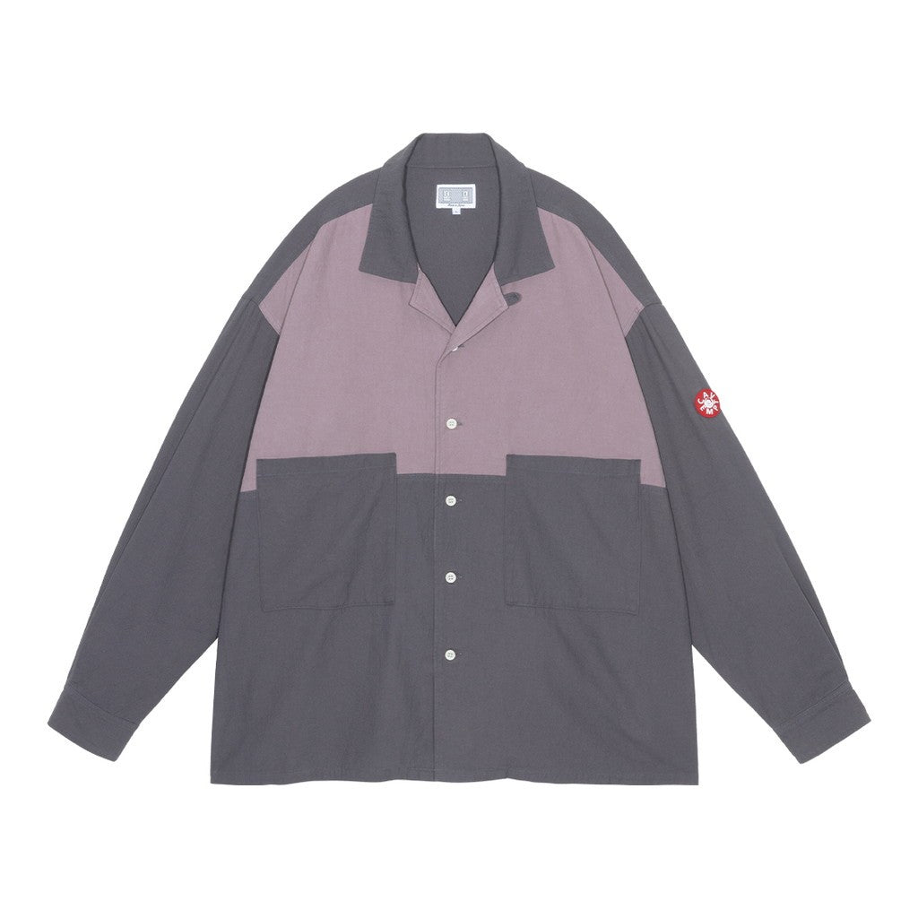 COLOURED COTTON TWILL OPEN SHIRT #CHARCOAL [CES29SH04]