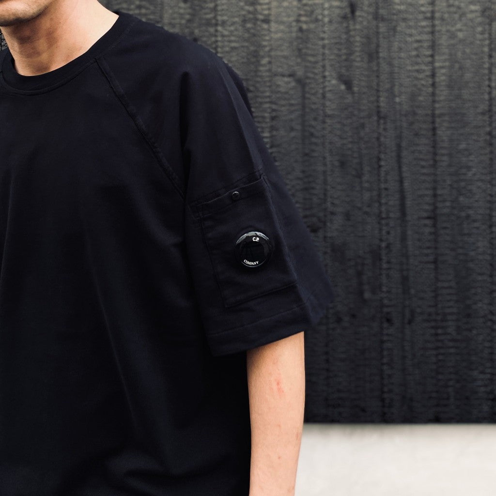 LIGHT FLEECE SHORT SLEEVE SWEATSHIRT #BLACK 999 [20CMSS034A-002246G]