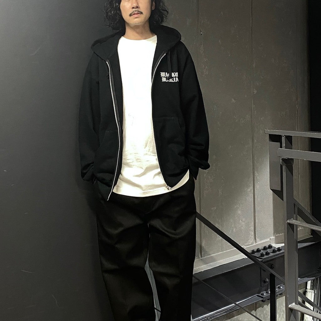 HEAVY WEIGHT FULL ZIP HOODED SWEAT SHIRT ( TYPE-2 ) #BLACK [24FW-WMC-SS02]