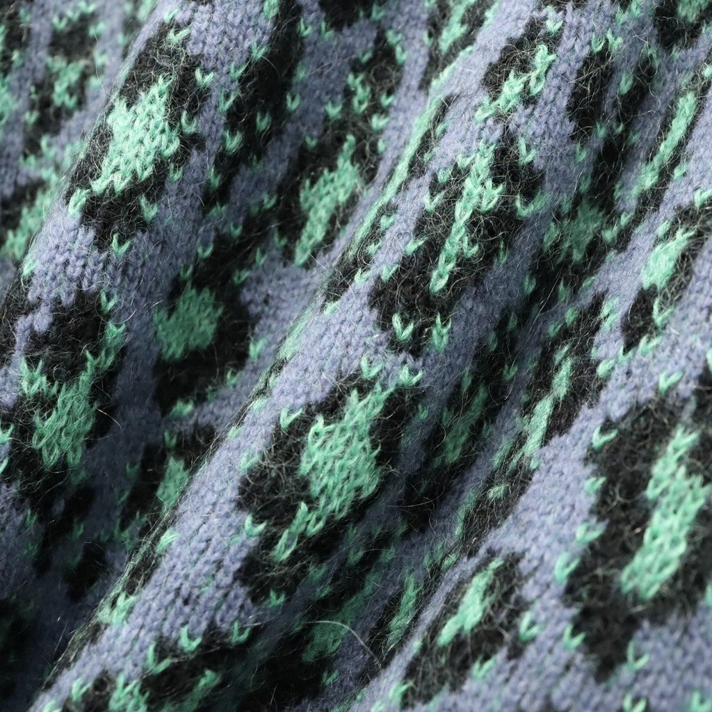 LEOPARD MOHAIR JACQUARD CARDIGAN #BLUE [26FW-WMK-KN17]