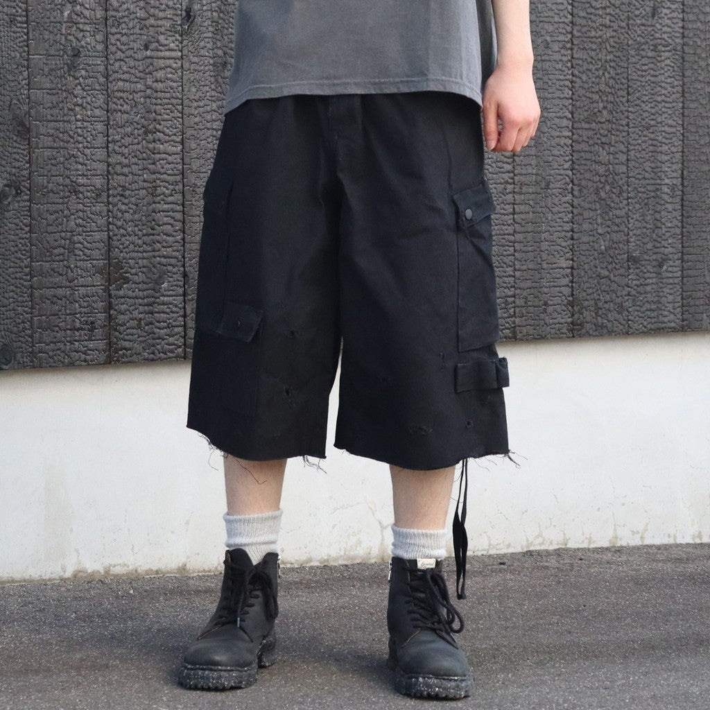 Heavy Cargo Short With Damaged(AGED CANVAS) #BLACK [M-P3-PT10]