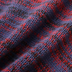 MIX KNIT CATDIGAN WITH BADGE #BLUE×BLACK×RED [CCC-263KN002]