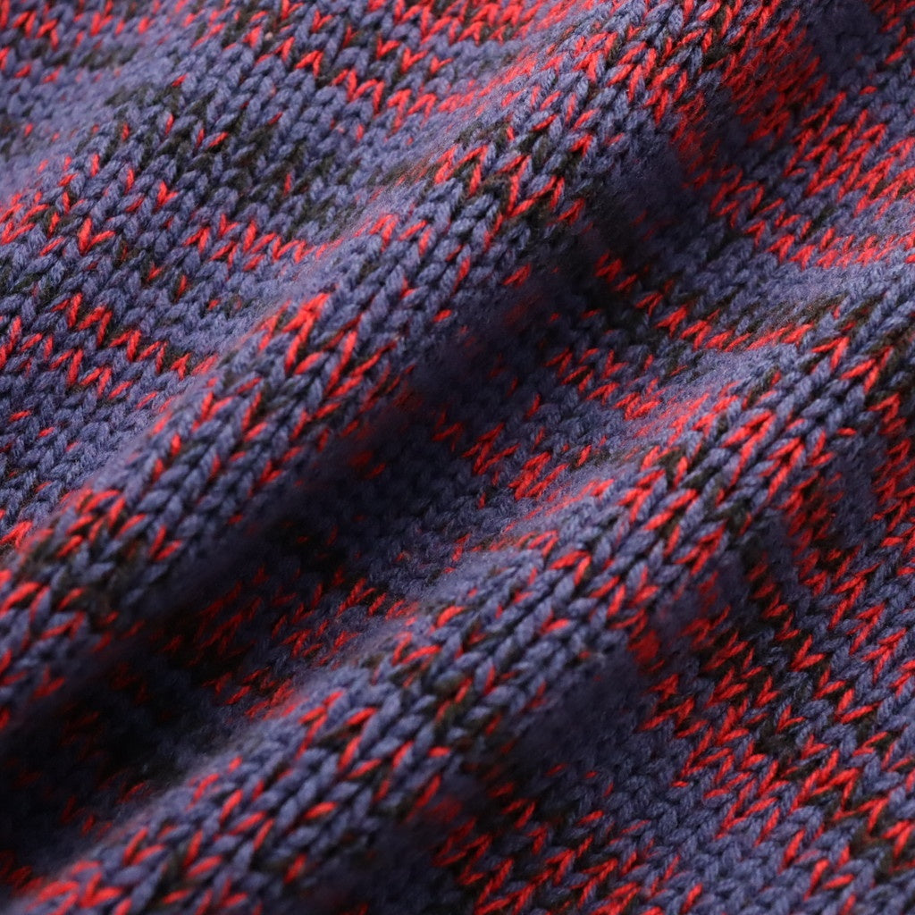 MIX KNIT CATDIGAN WITH BADGE #BLUE×BLACK×RED [CCC-263KN002]