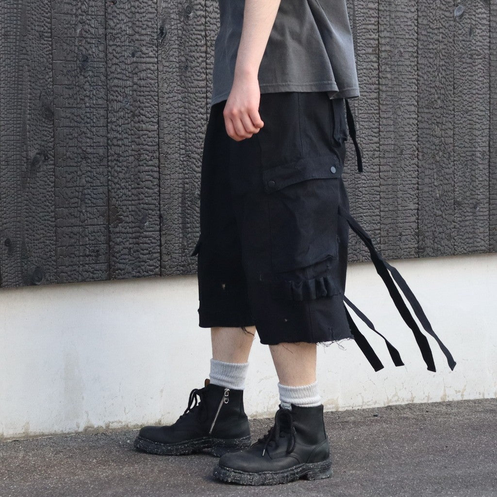 Heavy Cargo Short With Damaged(AGED CANVAS) #BLACK [M-P3-PT10]