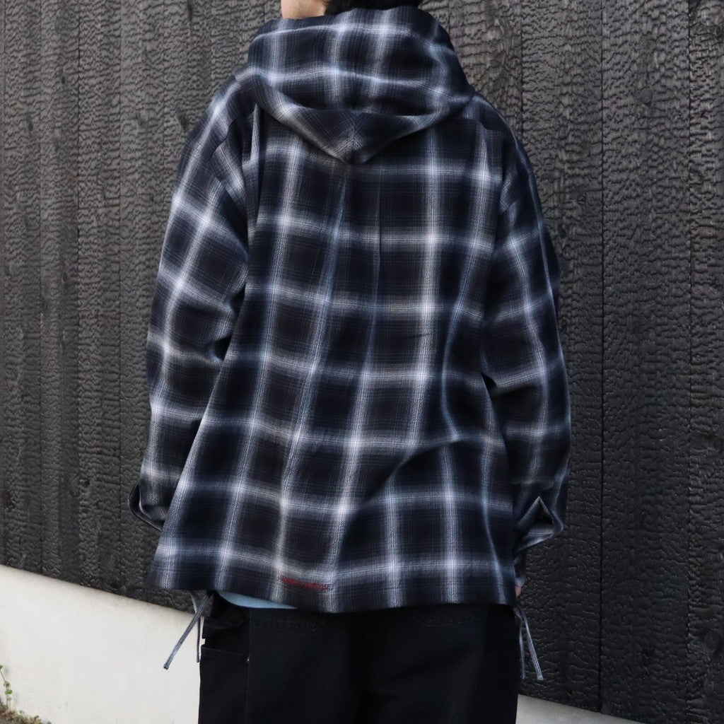 Ombre Plaid Hooded Shirt #Black Plaid [SD26S-SH03]