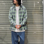 OMBRE CHECK OPEN COLLAR SHIRT L/S (TYPE-2) #GREEN [24FW-WMS-OC02]