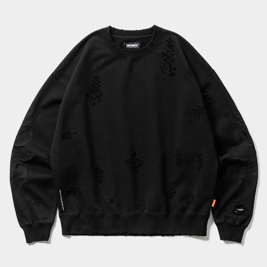 DELUXE | DAMAGE CREW SWEAT #Black [20TH-SW02]