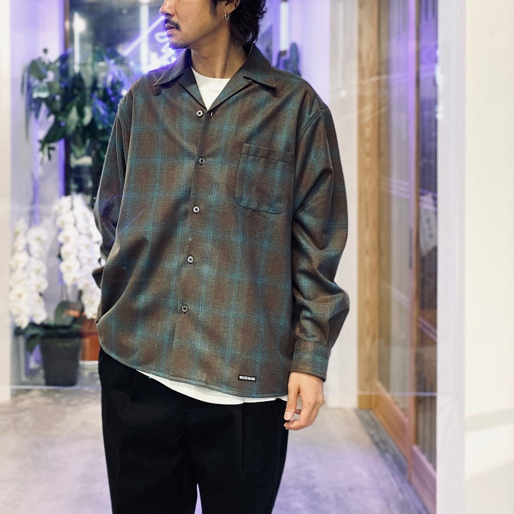 PENDLETON | WOOL OMBRE CHECK OPEN COLLAR SHIRT L/S ( TYPE-3