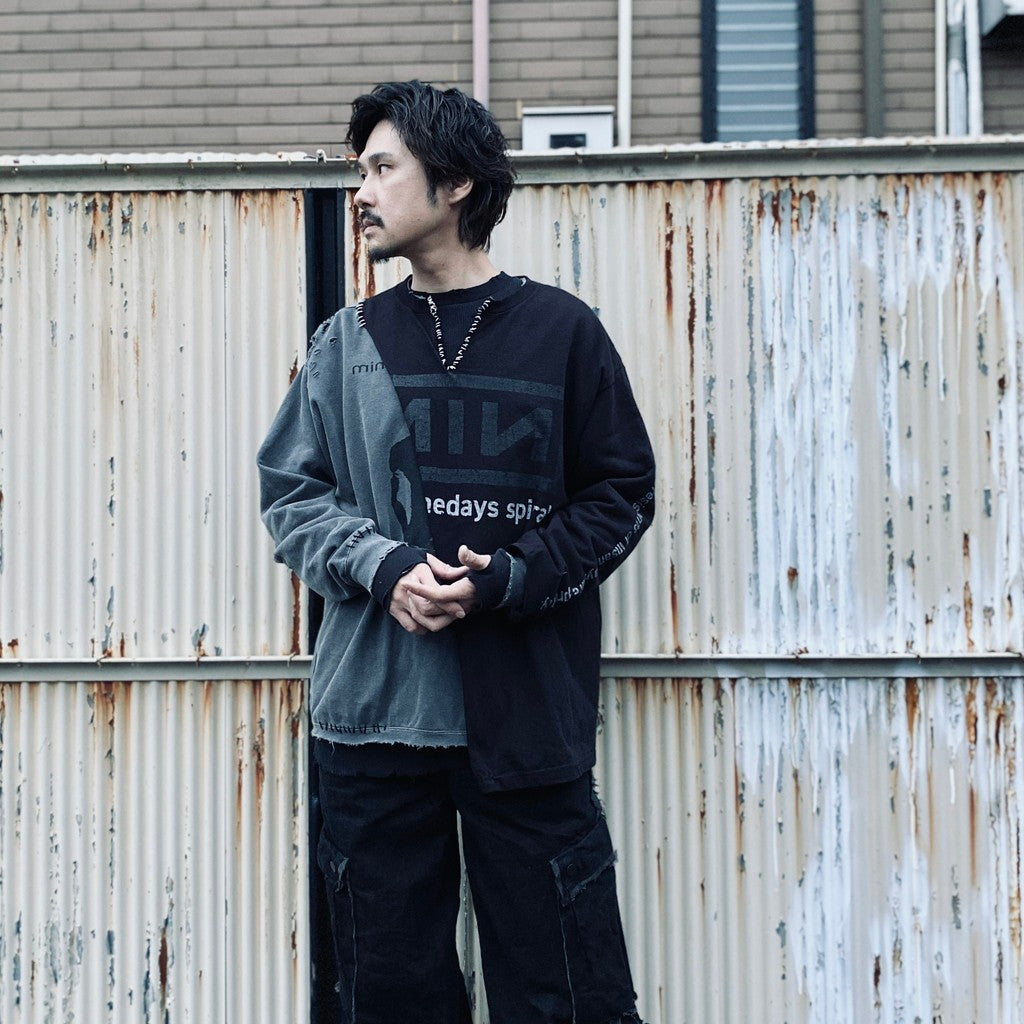 Bootleg Layered Crew Sweat (A MAN'S SHADOW) #AGED BLACK [M-P2-BG3]