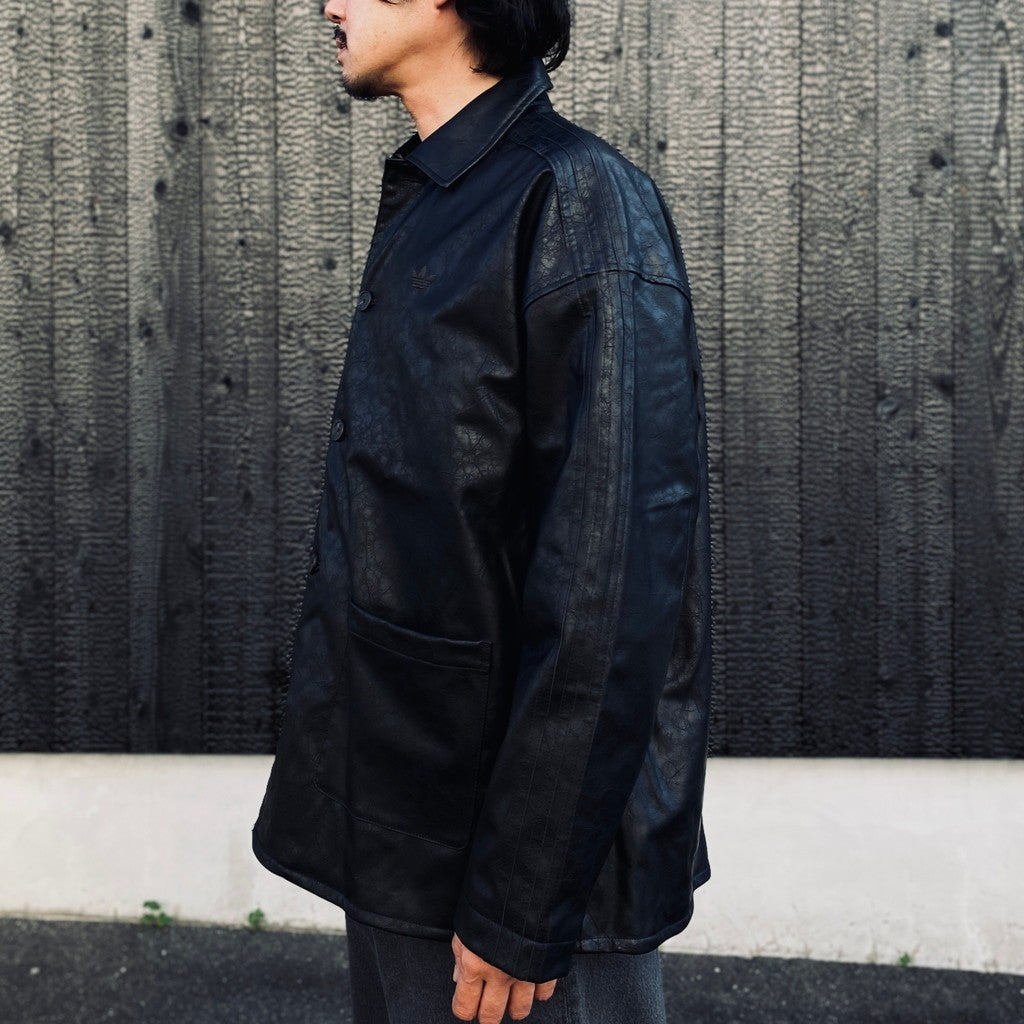 PLEATHER COAT #BLACK [LC8119]
