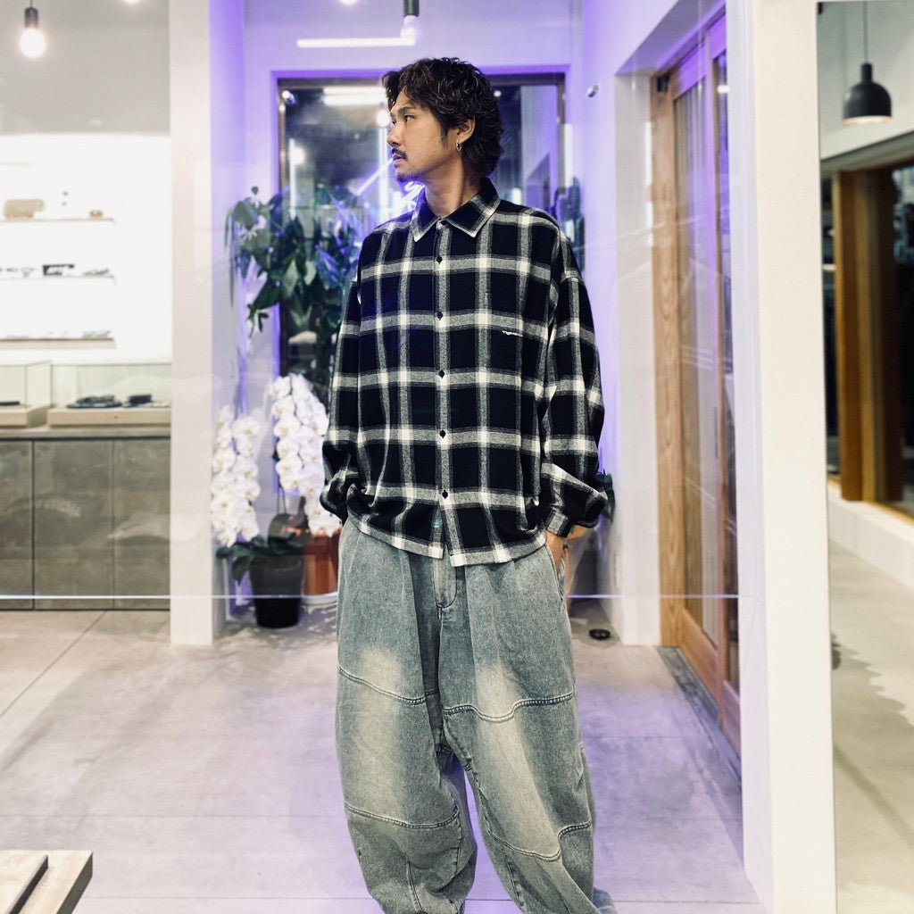 格紋長袖襯衫 #黑色 [FW25-S01]