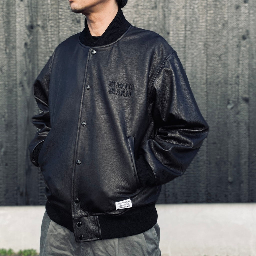 LEATHER VARSITY JACKET ( TYPE-2 ) #BLACK [26SSE-WMO-BL02]