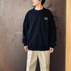 WASHED MIDDLE WEIGHT CREW NECK SWEAT SHIRT ( TYPE-3 ) #BLACK/GREEN [26FWE-WMC-SS05]