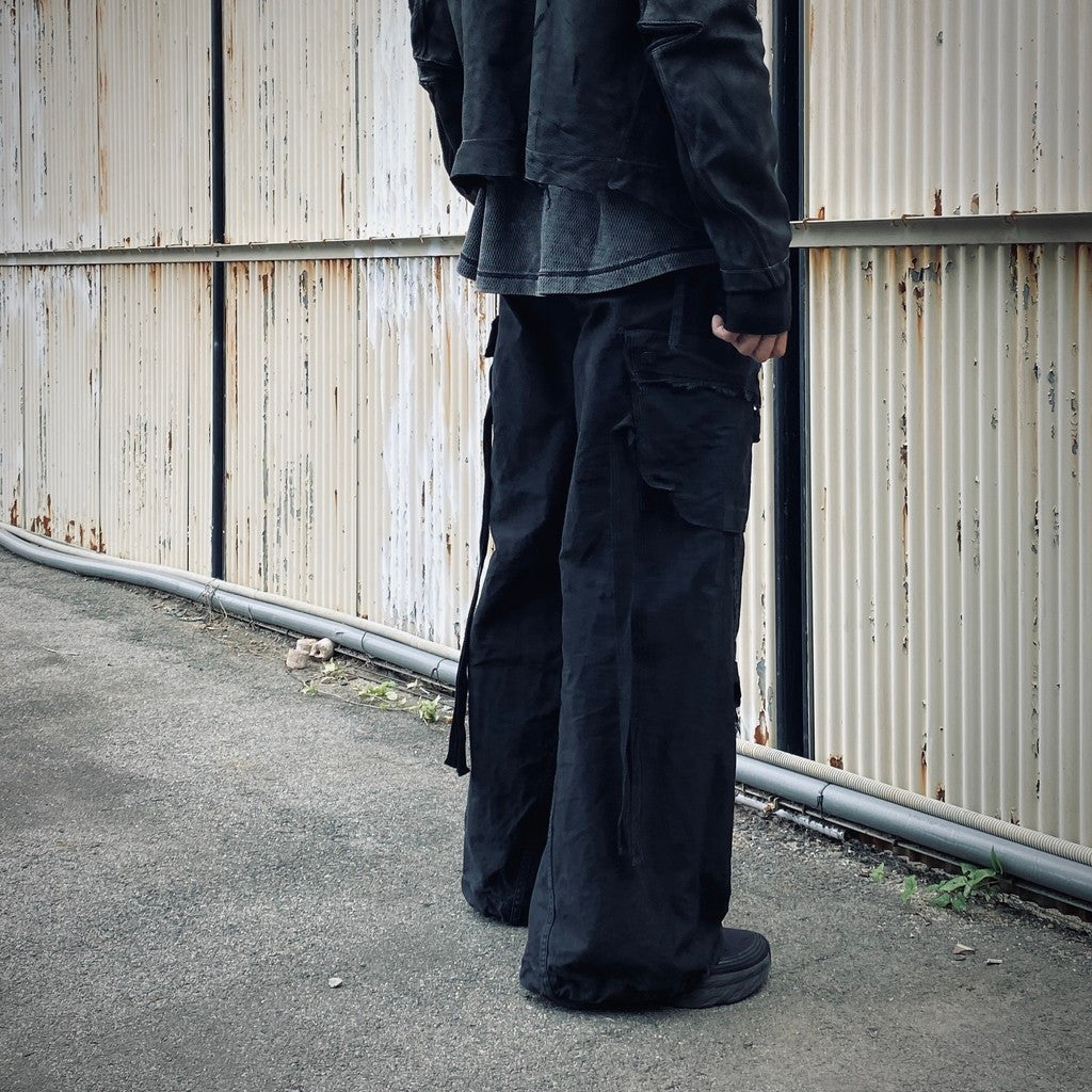 Slash Seam Twist Cargo Pants (PIGMENT DYED MOLESKIN) #BLACK [M-P2-PT13]