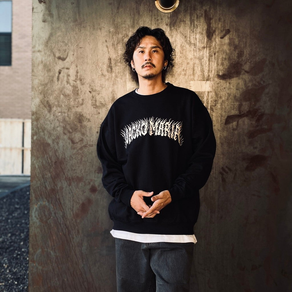 TIM LEHI | CREW NECK SWEAT SHIRT ( TYPE-2 ) #BLACK [25FW-WMC-SS12]