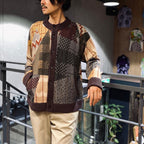 瘋狂圖案針織開襟衫#棕色 [SC2320-KN09]