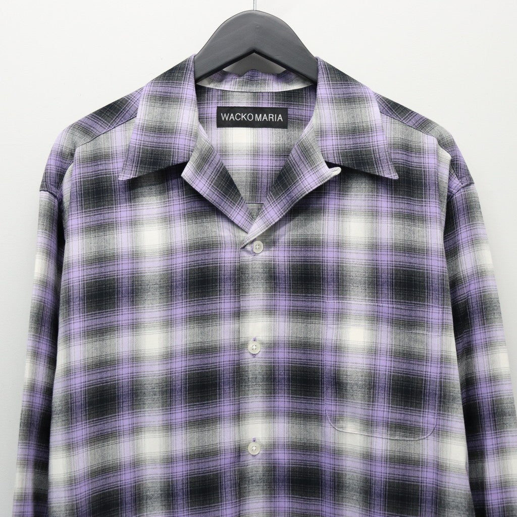 OMBRE CHECK OPEN COLLAR SHIRT L/S ( TYPE-1 ) #PURPLE [25FW-WMS