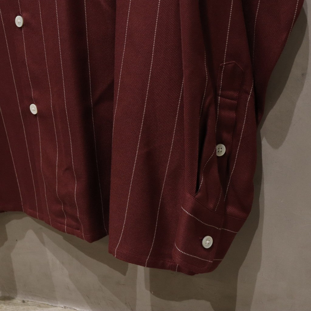 STRIPED OPEN COLLAR SHIRT L/S ( TYPE-2 ) #BURGUNDY [24FW-WMS-OC06]