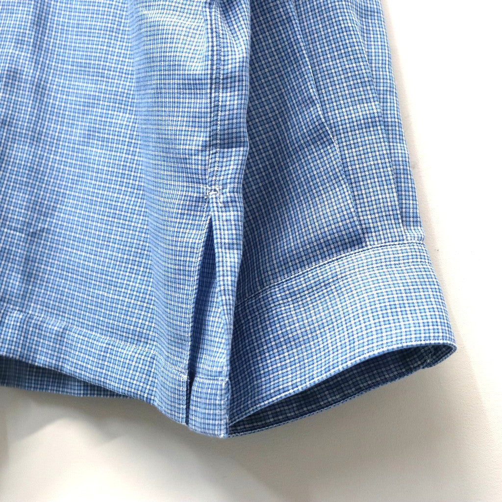 Double Gauze Plaid Open Collar Shirt #Off x Blue [SD26S-SH02]