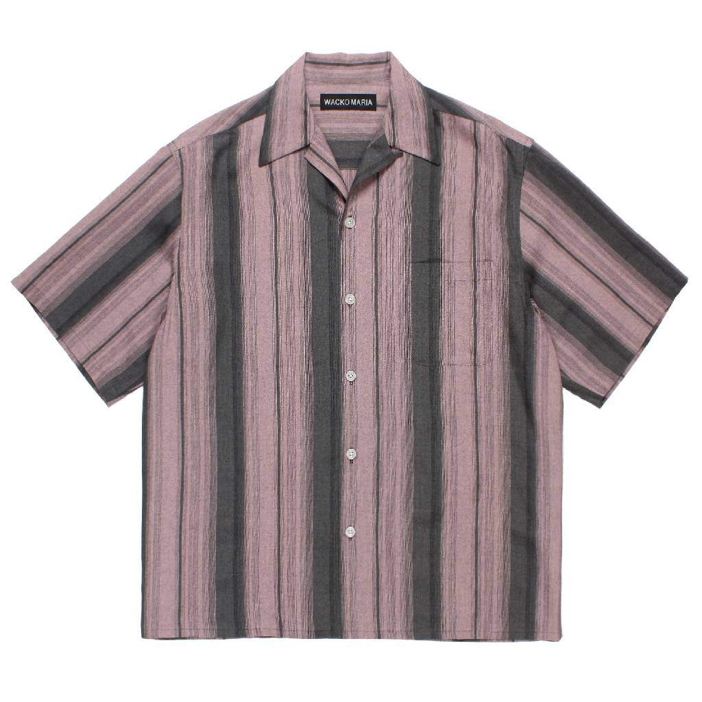 OMBRE STRIPED OPEN COLLAR SHIRT S/S #PINK [26SS-WMS-OC12]