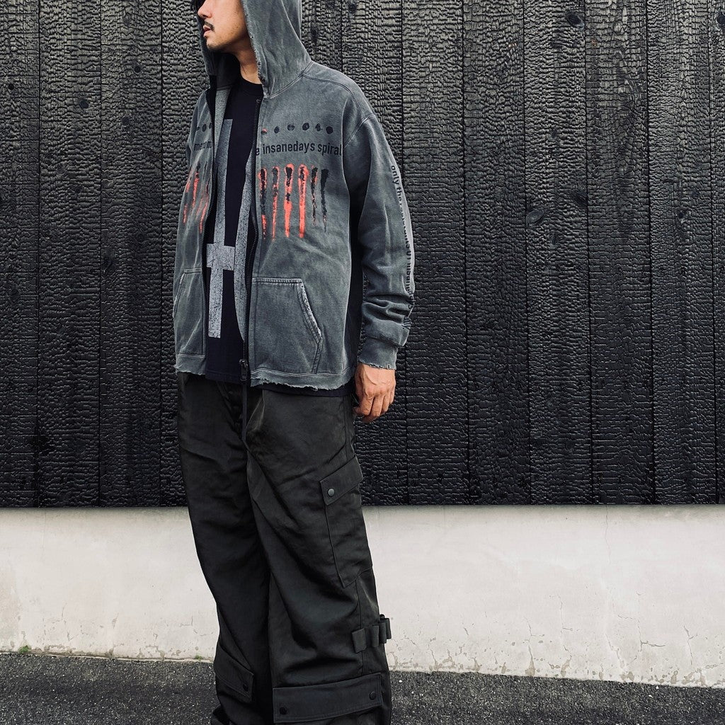 Bootleg Zip Up Hoodie With Damaged (ERROR S) #AGEDBLACK [M-P4-BG8]