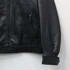 SINGLE RIDERS LEATHER JACKET ( TYPE-2 ) #BLACK [26FWE-WMO-BL04]