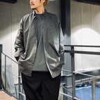 TECH BUTTON DOWN SHIRT L/S #CHARCOAL [BE-80025]