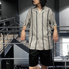 STRIPED OPEN COLLAR SHIRT S/S -TYPE 1- #GRAY [24SS-WMS-OC08]