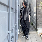 STRIPE KNIT POLO #BLACK [SS24-KN03]