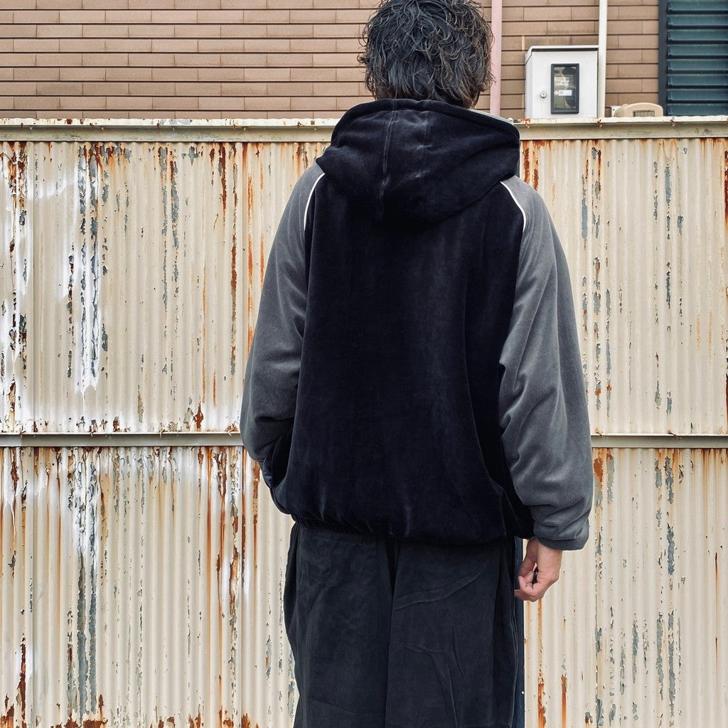 VELOUR PIPING HOODED JKT #Black [FW25-JK10] - cocorozashi 三重県