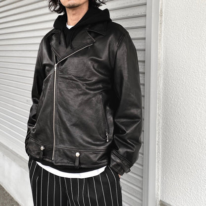 DOUBLE RIDERS LEATHER JACKET -TYPE 2- #BLACK [24SS-WMO-BL04]