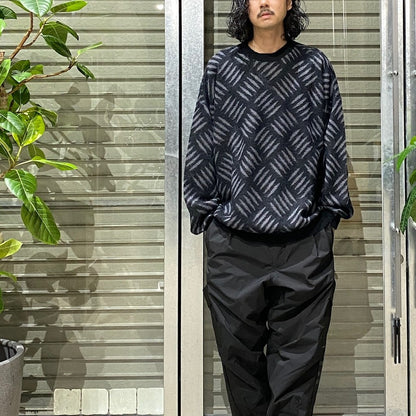 格纹马海毛毛衣#黑色 [FW24-KN01]