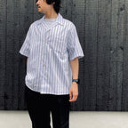 STRIPED OPEN COLLAR SHIRT S/S ( TYPE-2 ) #BLUE [26SS-WMS-OC16]
