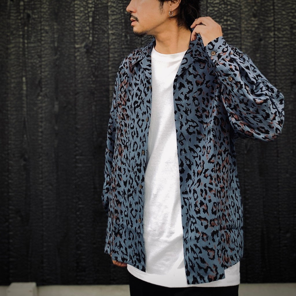 夏威夷長袖襯衫（3 型）#L-紫色 [25FW-WMS-HI03]