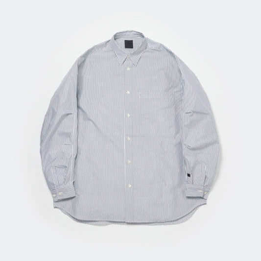 TECH REGULAR COLLAR SHIRT L/S STRIPE #WHITE / NAVY [BE-83024W]