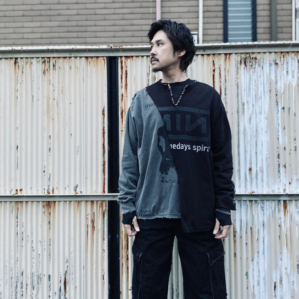 Bootleg Layered Crew Sweat (A MAN'S SHADOW) #AGED BLACK [M-P2-BG3]